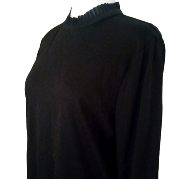 Scotch & Soda Black Ruffle High Neck Blouse Keyhole Back Size Medium - Picture 4 of 11